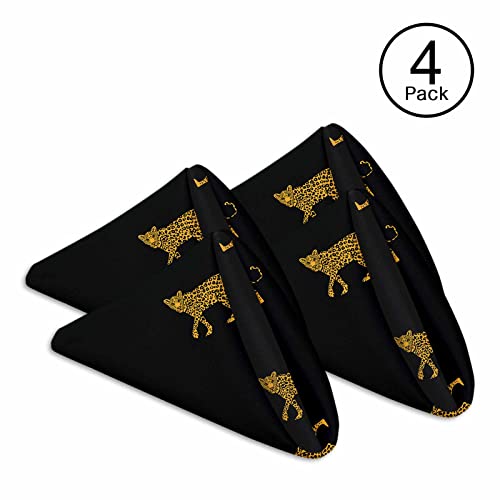 Mxocom Wild Leopard Cloth Napkins Set Of 4 African Animal Lively Jump Cartoon Fun Wildlife Repeat Dinner Napkins Washable For Home, Parties, Weddings And Banquet 18 X 18 Inch #TOP1