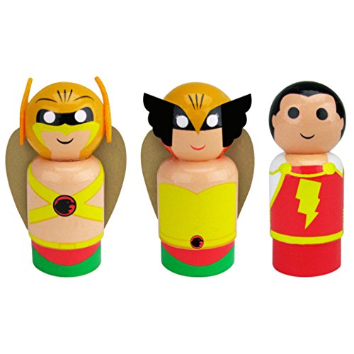 Bif Bang Pow! DC Classic Set of 3 Hawkman, Hawkgirl, Shazam Pin Mate Wooden Figure, 2 inches