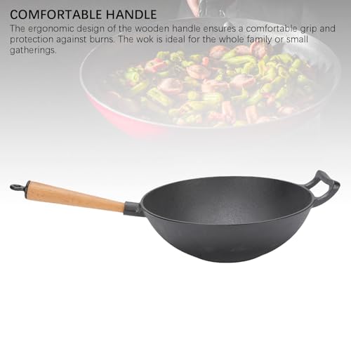 Wok de Hierro Fundido con Mango de Madera Ergonómico miniatura 4