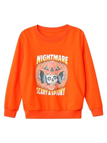 renvena Child Halloween Outfit Pumpkin Sweatshirt Crewneck Long Sleeve Pullover Sweater for Boys Girls3