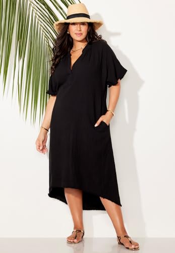 Swimsuits For All Women's Gauze High-Low Sun Dress Cover Up (Plus4