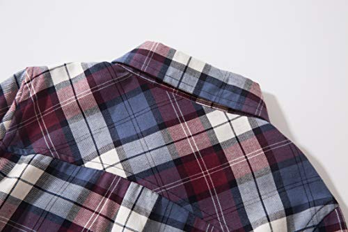 Tronjori Boys' Short Sleeve Button Down Woven Shirt(12,Wine Check) #TOP5