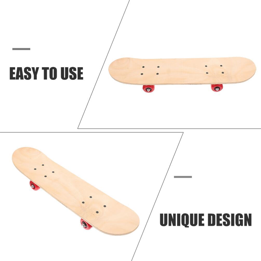 Planche de skateboard vierge en bois brut avec roulettes, 60 x 15 cm, 7 plis, duromètre 100A, roues en polyuréthane, 5 cm