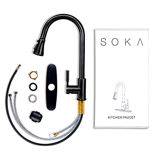 Soka Pull Down Kitchen Faucet With Sprayer High Arc Aquablade Sweep, Stream & Spray Three Working Modes Fit For 1 & 3 Hole #TOP6