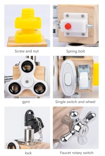 Image of Busy Cube for Kids Montessori Toy Sensory Busy Board Travel Toy for Toddlers (White)