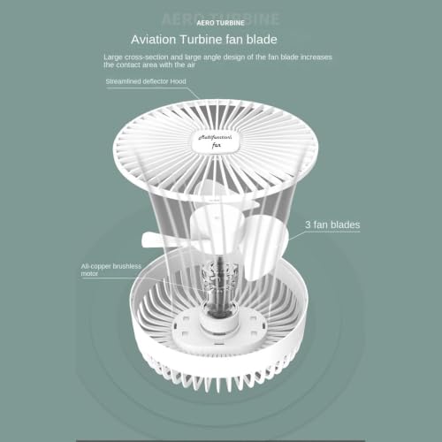 Ventilador solar de mesa con trípode y luz LED integrada para camping 8