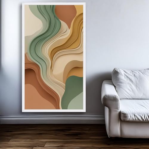 Tableau abstrait vagues : décoration moderne pour chambre zen