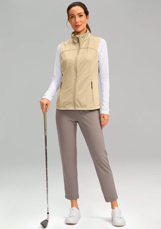 Soothfeel Women's Vest with Zipper Pocekts Lightweight Softshell Sleeveless Jacket Hiking Travel Golf Running Vest for Women - Image 7