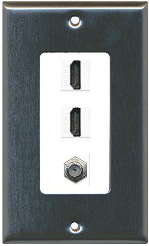 RiteAV 2 HDMI biała płyta ścienna koncentryczna ze stali nierdzewnej/biała