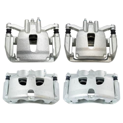Image of TRQ Front and Rear Brake Caliper Set Zinc Coated Brackets Hardware Compatible with 2012-2018 Ford F 150
