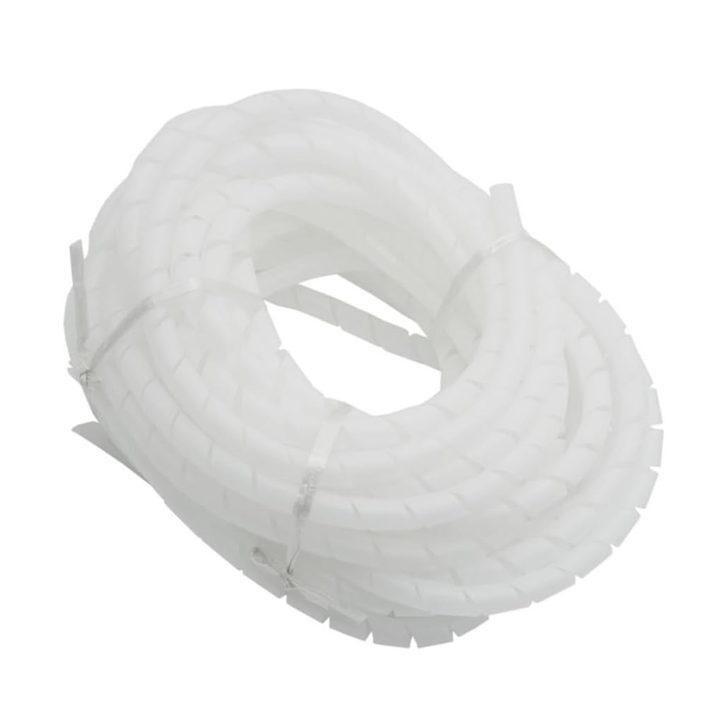 Wywssswy White Pe Spiral Wound Sleeve 1.2–20M, Wire Harness Cable Protection Conduit, High Temp Insulating Tube For Auto & Mechanical Circuit(10Mm (10Meter))