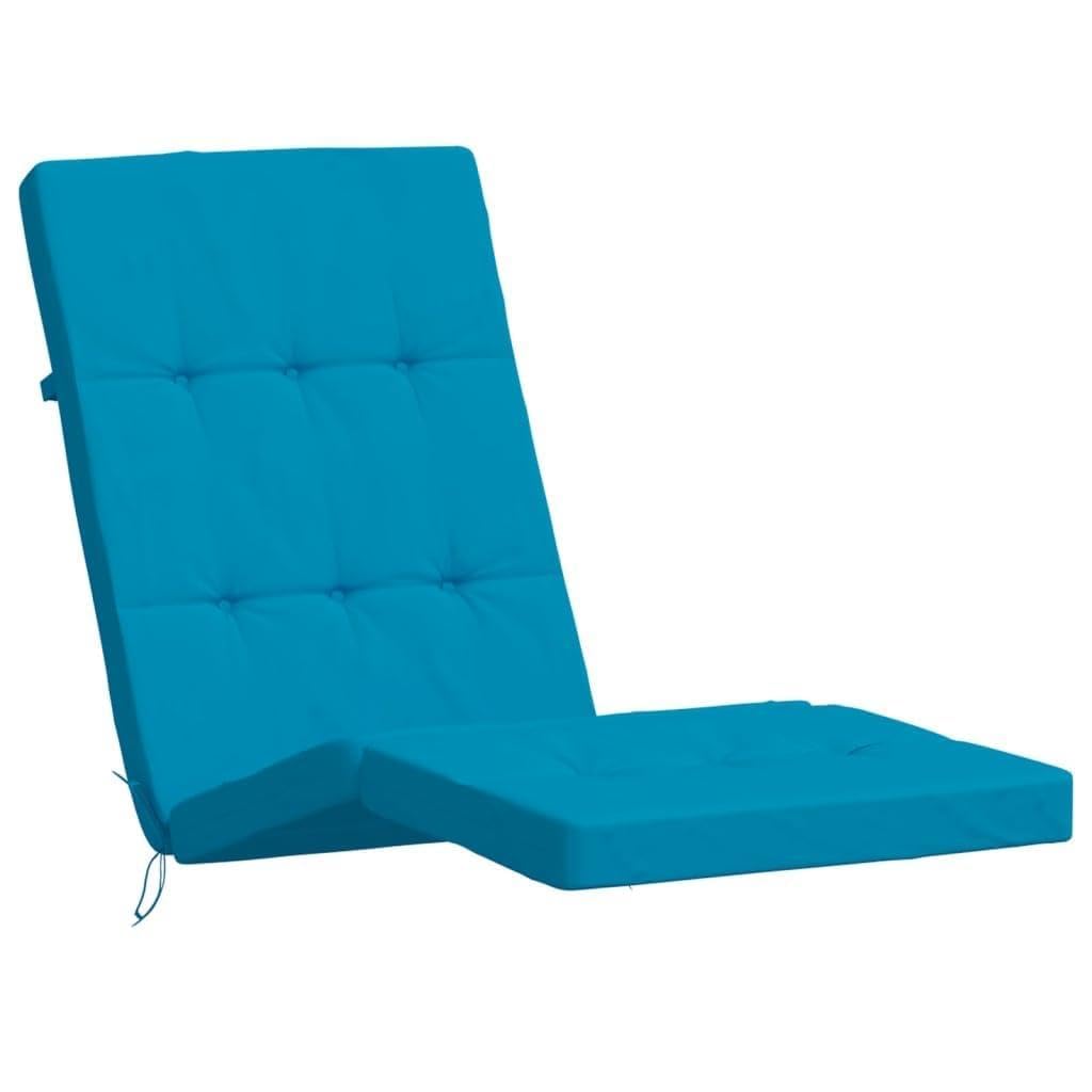 Coussin chaise longue bleu anti-affaissement 180x55x7cm en tissu résistant pour transat inconfortable