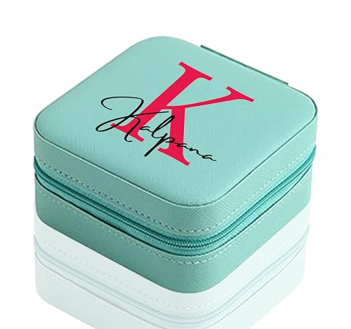 Image of P Arts Personalised Mini Jewellery Organizer for Women - Custom Name Rakhi Gift for Sister | Rakshabandhan Special Jewelry Storage Box, PU Leather Travel Case