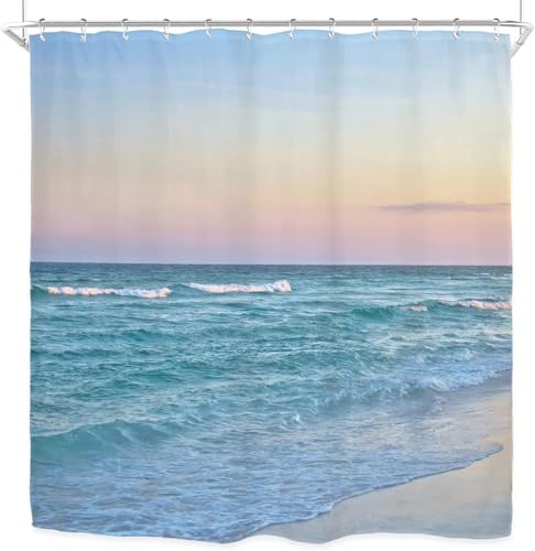 Cortina de Ducha de Playa oceánica para baño, Decorativa, con Estampado de Arte Hawaiano, Tela Impermeable (70 x 140 cm/Alto)
