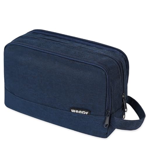 Image of WANDF Travel Toiletry Bag for Men, Small Dopp Kit for Toiletries | Water-Resistant Fabric, Travel Bag for Toiletries, Compact Storage, Shaving Accessories, Weekend Trips
