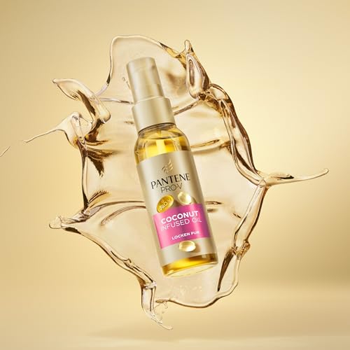 Pantene PANTENE Pro-V Locken Pur Haaröl mit Kokosnuss 100ml für Krause, Widerspenstige Locken, Tägliches Nährendes Leave-In-Öl, Spendet Tiefe Feuchtigkeit, macht das Haar Weich, Verhindert Proteinverlust - Designansicht 6 | TV | Video | Foto