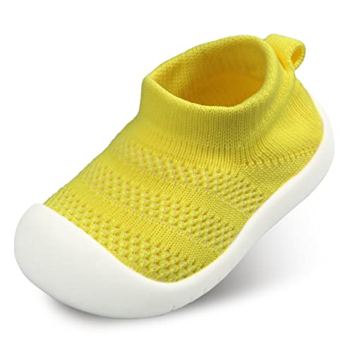 Sebellst Baby Boy Girl Sneakers Toddler Infant First Walking Shoes Non-Skid Indoor Baby Sneakers Soft Sole Non Slip Cotton Mesh Breathable Lightweight Baby Shoes (Yellow, 12-18 Months) #TOP18