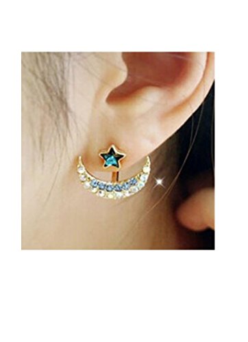 Latest Fashion- Front and Back Moon and Star Earrings