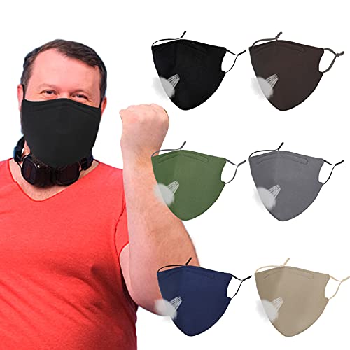 Extra Large Sports Men Face Mask Women Lightweight Thin Breathe Easy Spring Summer Reusable Adjustable Breathable Mesh Washable Athletic Sport Running Gym Exercise XL XXL Black Navy Grey Khaki Camel