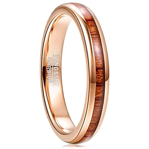 NUNCAD Anillo Boda Tungsteno Madera Oro Rosa Cover