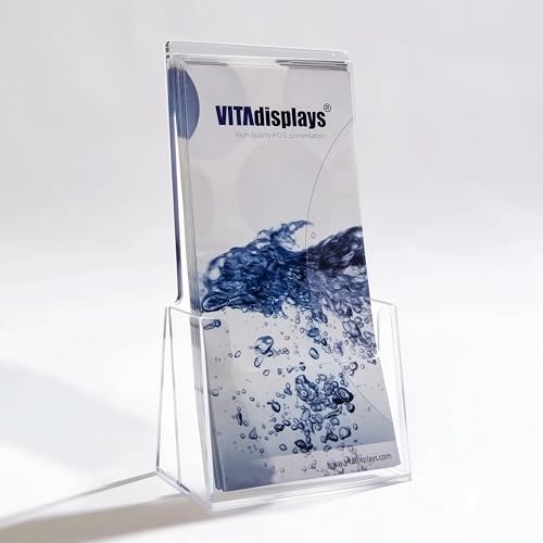 Présentoir de table pour prospectus DIN Long (DL), porte-brochures de VITAdisplays, présentoir de prospectus transparent