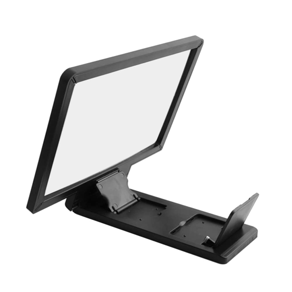 proiettore da tavolo per smartphone, Supporto per proiettore amplificatore schermo mobile 12 pollici, display video(Black)