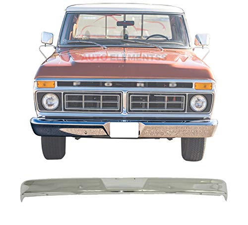 New Front Bumper Face Bar Chrome Steel Without Mounting Bracket For 1967-1977 Ford F-100 F-250 F-350 F-500 F-Series Direct Replacement C4TZ17757D
