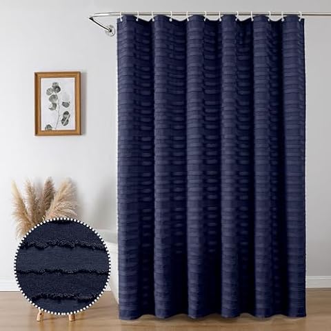 Aiyufeng Tufted Navy Blue Shower Curtain Cover