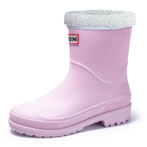Botas de lluvia impermeables de media caña con forro térmico para mujer