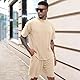 Cooleep Herren T-Shirt und Shorts Set 2 Teiliges Sommer Trainingsanzug Jogginganzug Kurzarm Casual Freizeitanzug Tracksuit für Männer Beige XL