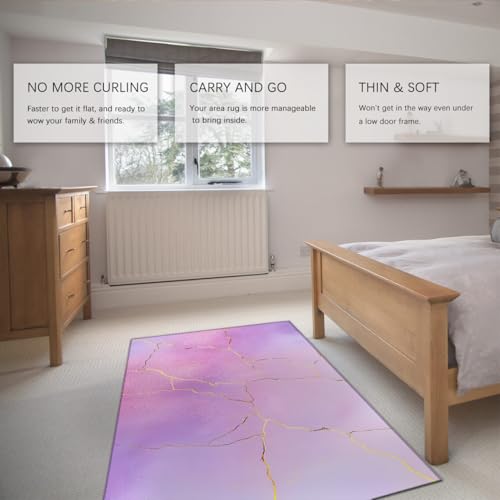 Tapis moderne abstrait effet marbre or pour salon chic