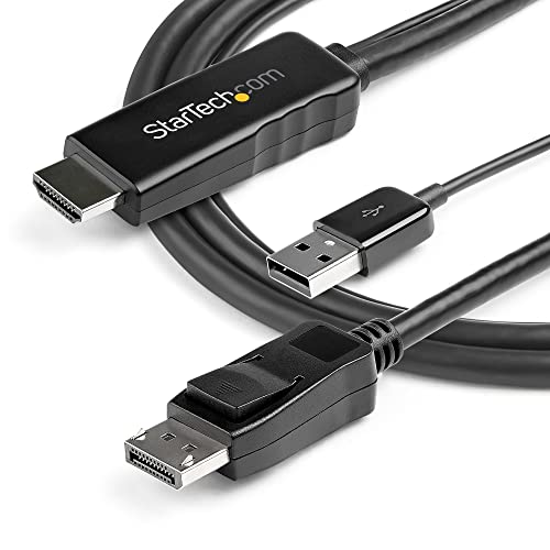 Startech.Com Cavo Adattatore Hdmi A Displayport Da 2M Alimentato Via Usb - Convertitore Attivo Hdmi 1.4 A Dp 1.2 - 4K 30Hz (HD2DPMM2M) - 6