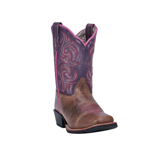 Dan Post Kids Boys River Embroidered Square Toe Casual Boots Mid Calf - Brown2