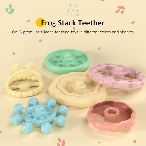 Image of Baby Teething Toys 3-6 Months, Soft Silicone Stacking Rings Teether, 6-Piece Stackable Circles for Teething Relief Safe BPA-Free Teething Gift, Perfect Baby Shower & Birthday Present for Boys & Girls