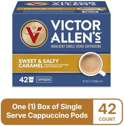 Victor Allen's Coffee Sweet and Salty Caramel Cappuccino, Flavored Coffee, 42 Count Single Serve Coffee Pods for Keurig K-Cup Brewers