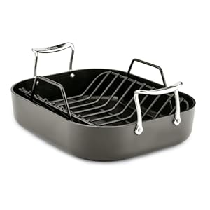 All-Clad Essentials Nonstick Hard Anodized Small Roaster with rack, 11 X 14 inch, Black