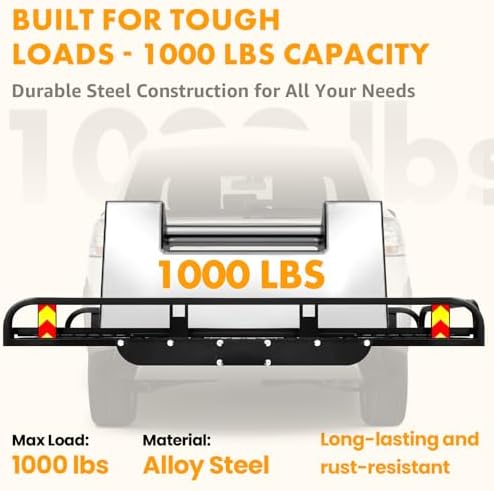 Hitch Cargo Carrier with Folding Ramp, 1000LB Capacity Heavy Duty Hitch Mount Cargo Basket for SUV Truck Travel Camping, Free Returns