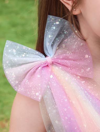 Image of IMEKIS Toddler Kids Girls Sparkle Sequins Tulle Party Dress, Wedding Formal Birthday Tea Party Dresses 2-8T