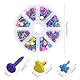 Wisebom 300 Pcs Musterklammern Musterbeutelklammern Herzform Musterbeutelklammern Rundkopfklammern Blumen Musterklammern Bunt Metall Bastelklammern für Basteln, Verzierungen und DIY