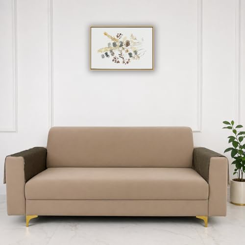 Image of Homerz Premium Petal Charm Sofa Cover | Embossed Floral Pattern | Soft Touch, Anti-Dust & Easy Wash Fabric Cloth, Washable and Durable (Brown, 2 Pc Armrest, Armrest)