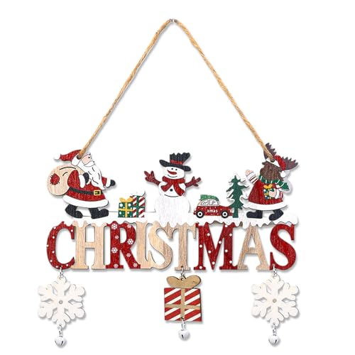 BHSTTNIXP Christmas Door Decorations,Merry Christmas Wall Decorations,Wooden Xmas Hanging Decorations Plaque Door Sign for Indoor Outdoor Ornaments