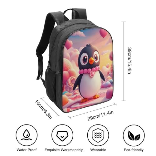 Sac à dos d'école ergonomique contre le désordre : pingouin 3D à double compartiment