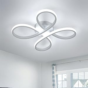 Comely Plafoniera LED Moderna, 4 Teste 30W 3500LM Creative di FioriPlafoniera LED da Soffitto, Bianco Lampadario LED Soffitto 6500K per Soggiorno, La Camera da Letto, Cucina Sala da Pranzo