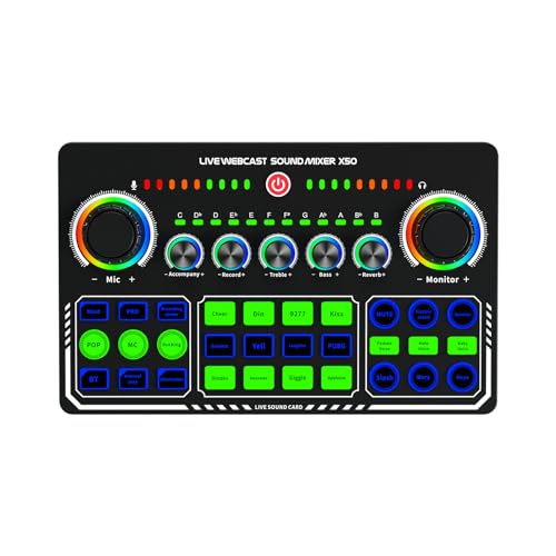 summina Live Sound Card Audio Mixer Recording Desktop Singing BT Power Supply OTG Digital Lossless Transmission for Streaming Podcasting Gaming Recording Soundboard Built-in Battery