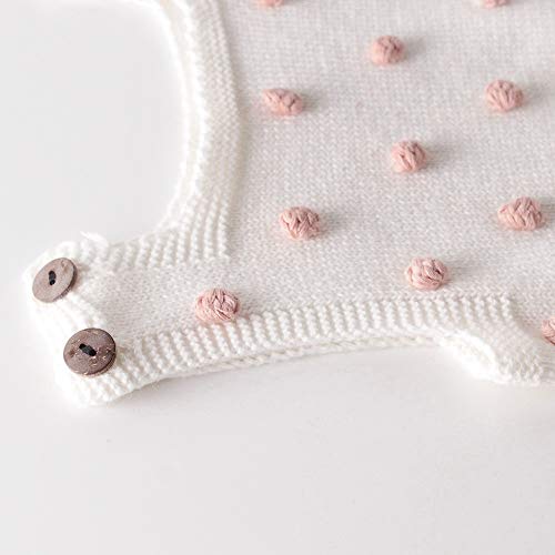 Simplee Kids Baby Girl Romper Pompams White And Pink Newborn Sweater Sleeveless Cute Knit Baby Jumpsuit Outfit For Fall 6-12 Months Baby Girl #TOP4