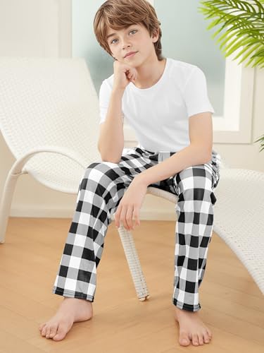 Ruisita Karierte lang Hose für kinder Bedruckte schlafanzug jungen Flanell Pyjamahose für mädchen Pyjamas für Teenager Karierter Pyjama Herbst Winter