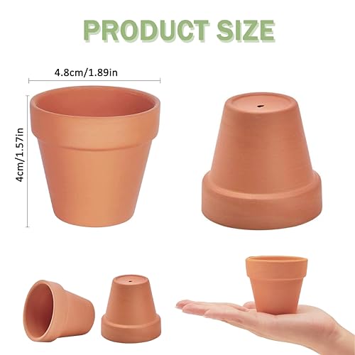 HDKAJL 20Pcs Small Terracotta Plant Pots, 4.5cm Mini Flower Pots,Small Ceramic Plant Pots with Drain Hole, Tiny Terracotta Pots for Cactus Succulent House Plants Flowers DIY Home Office Indoor Outdoor - Image 2