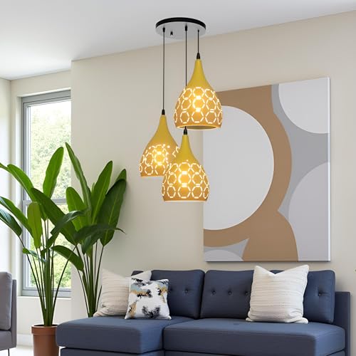 Lyse Decor Aluminium Hanging Lights for Living Room Ceiling, Hanging Lamps for Bedroom/Cafe/Restaurant and Home Decoration (Lemon)
