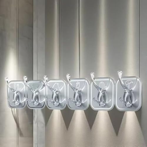 Image of Adhesive Wall Hooks Set | 18 Hook | Waterproof Oil Proof Foldable Self Adhesive Hooks | Reusable Invisible Organizer for Kitchen, Bathroom, Bedroom & Office - Multicolor