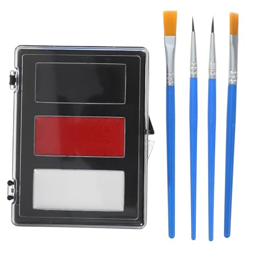 SEWACC Clown Makeup Pigment Set Red, Black, White Oil-Based Face Paint, 2 Liner Pens and 2 Makeup Brushes for Halloween and Professional Body Painting Random Color Random Color